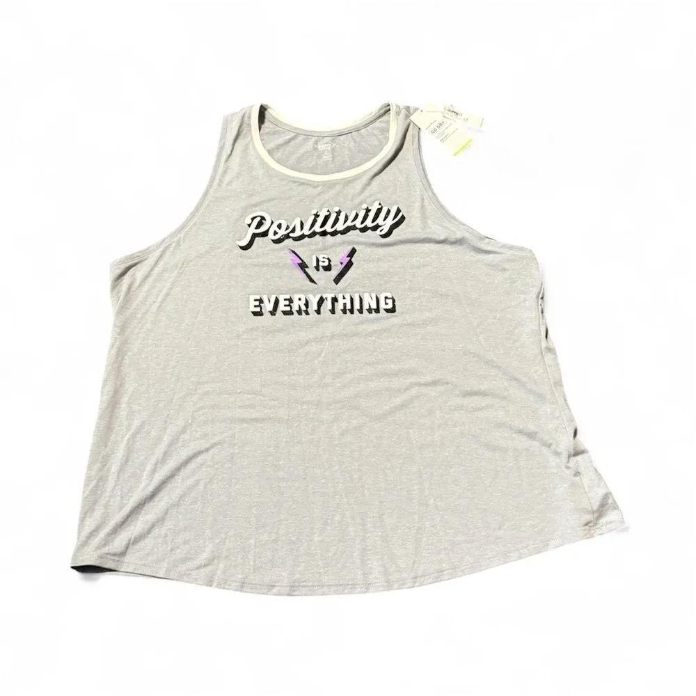 NWT Old Navy Go-Dry Tank Top Positivity is Everything Gray White Purple Black 2X